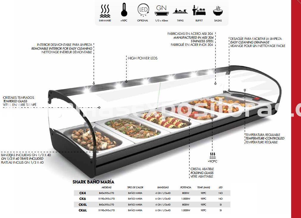 Vitrina caliente BAÑO MARÍA SHARK - Imagen 1