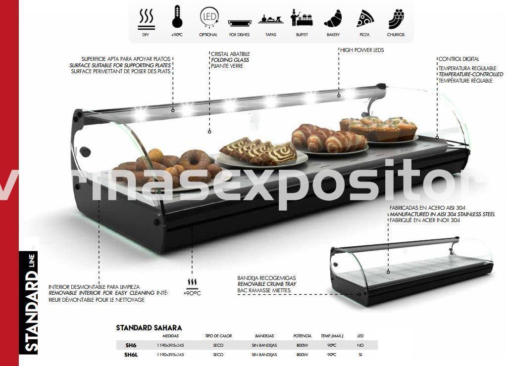 Base calienta platos Sahara para la hostelería