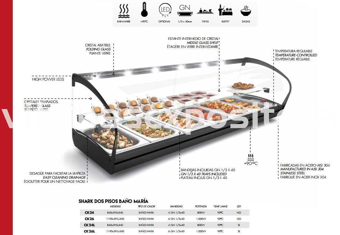Vitrina caliente DOS PISOS Baño María SHARK - Imagen 1