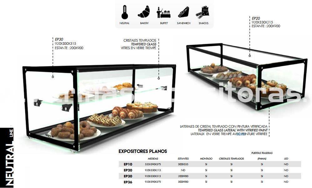 Vitrina neutra cerrada para bollería en metacrilato recto PS-R