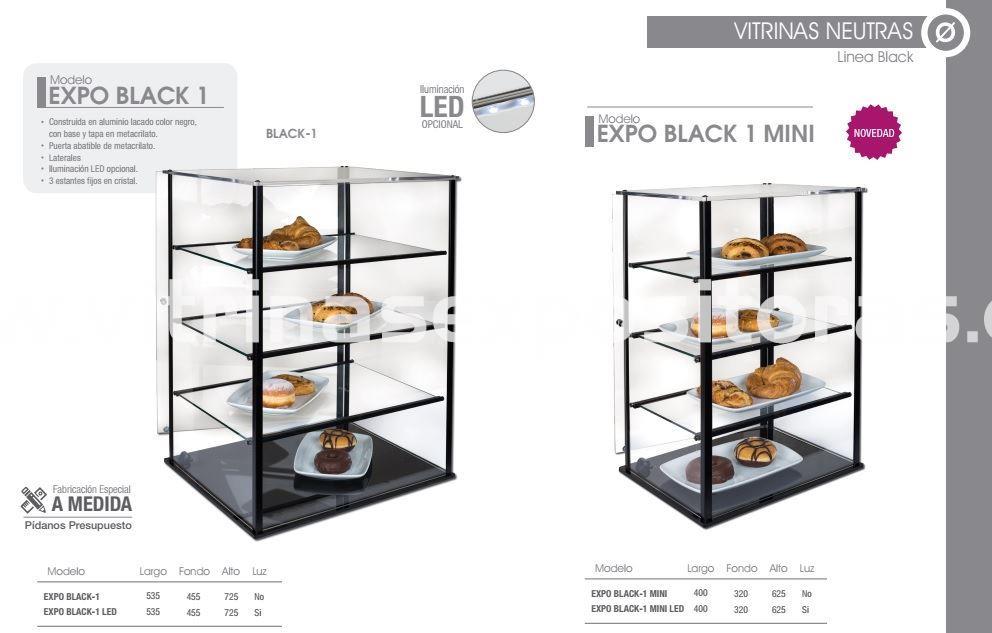 Vitrina expositora neutra 3 estantes BLACK - Imagen 1