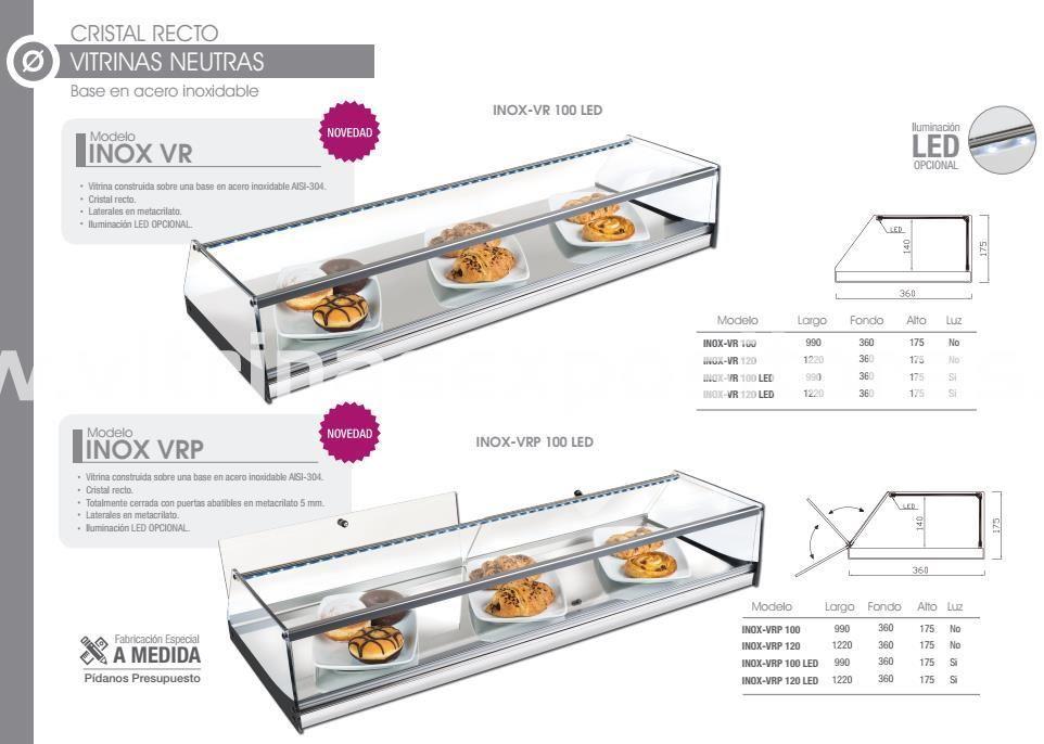 TOP VENTAS Vitrina neutra de metacrilato bandeja GN Varias medidas y  estantes VGN y VE2GN VG