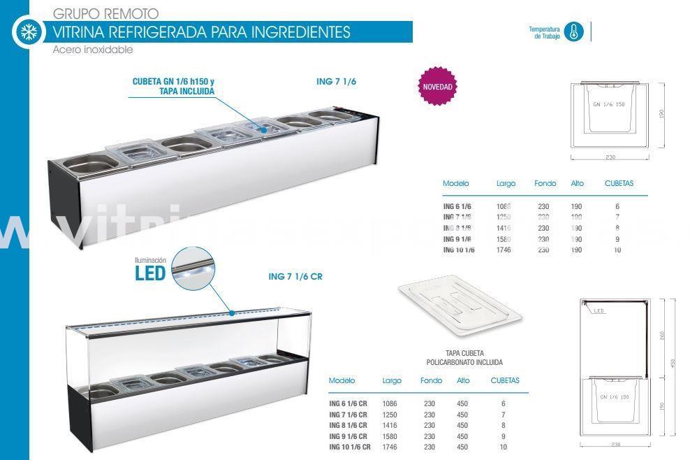 Vitrina refrigerada para ingredientes cubeta GN 1/6 - Imagen 1